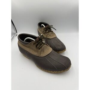Vintage L.L Bean Gumshoe Boots Mens 10 M Brown Leather Canvas Waterproof USA